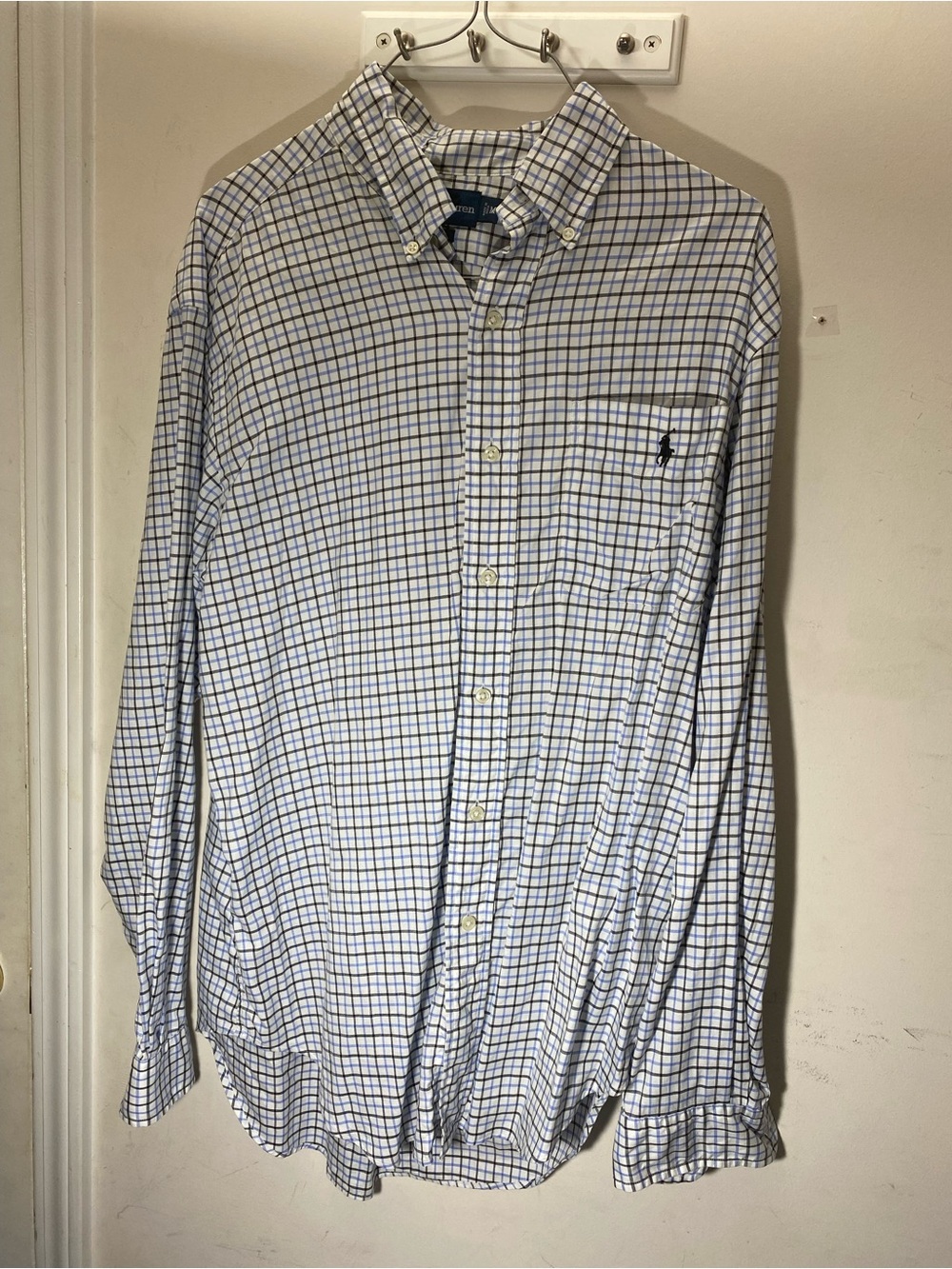 Ralph Lauren White Shirt with Blue & Yellow Windowpane Check